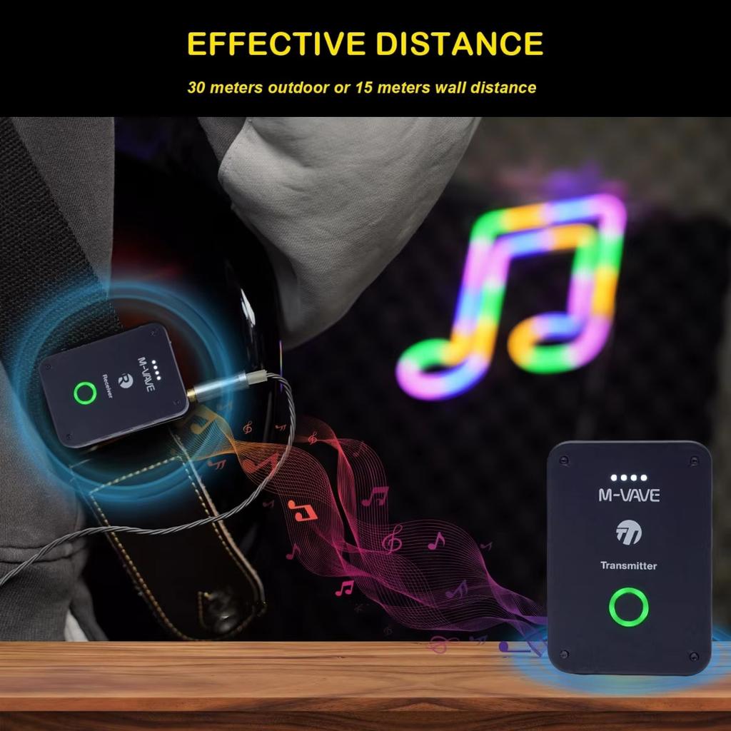 Беспроводная система мониторинга ушей M-VAVE WP-9 | Сверхнизкая задержка 4,5 мс | Перезаряжаемый 2,4 ГГц, моно/стерео и сверхнизкая задержка для живых выступлений/студий/групп