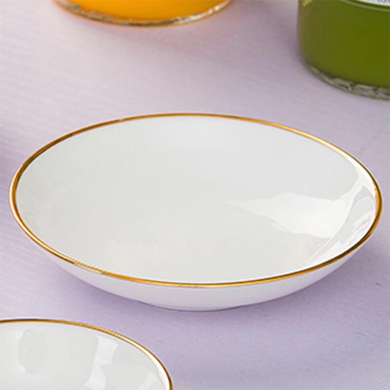 10-Pack Gold Rim Ceramic Sauce Dishes