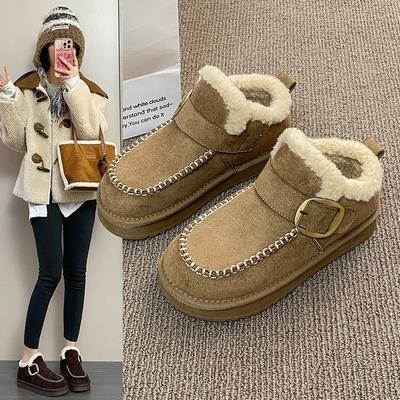 Женские новые зимние повседневные ботинки на плоской подошве, теплые, на высокой платформе, на одной педали, с бархатной подкладкой