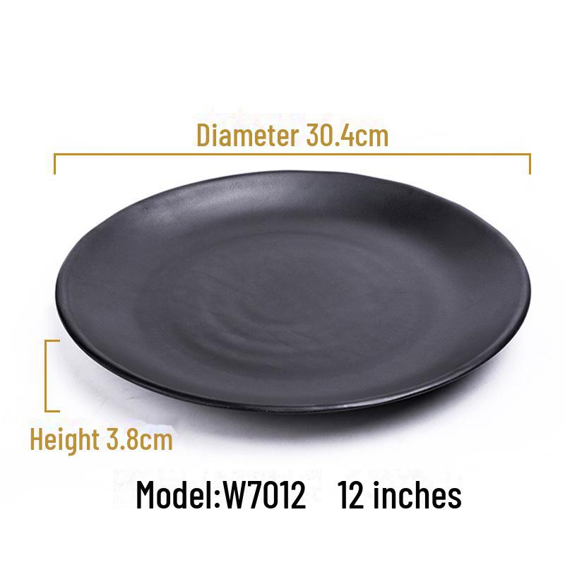 Melamine Black Imitation Porcelain Plate - Versatile Dish for Hot Pot, Barbecue, and Cold Dishes