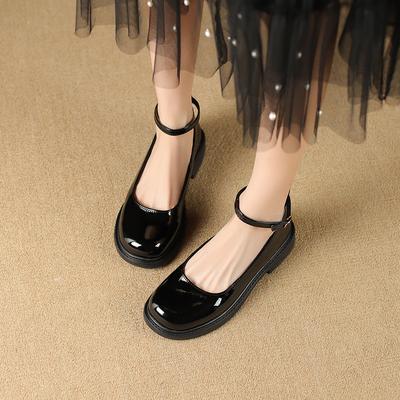 Модная женская обувь на квадратном каблуке, весенняя новинка, с круглым носком, с мелким вырезом, на толстой подошве, противоскользящая, износостойкая, туфли Мэри Джейн