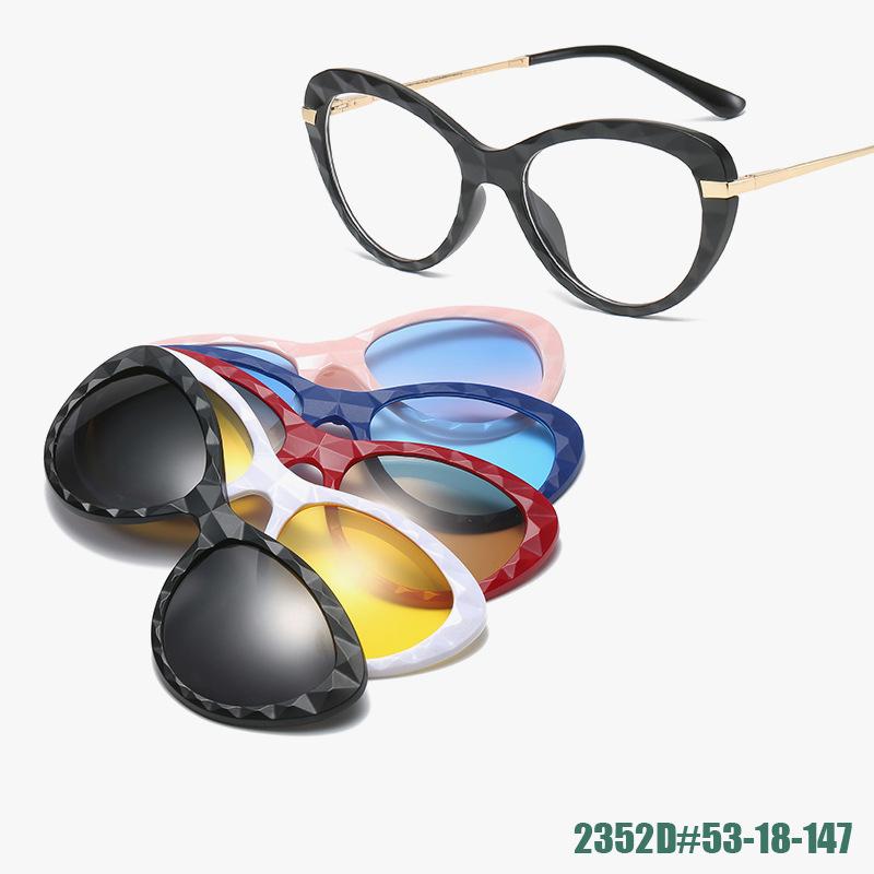 Glasses Women'S Metal Spring Leg Myopia Glasses Frame Magnetic Polarized Clip Sunglasses