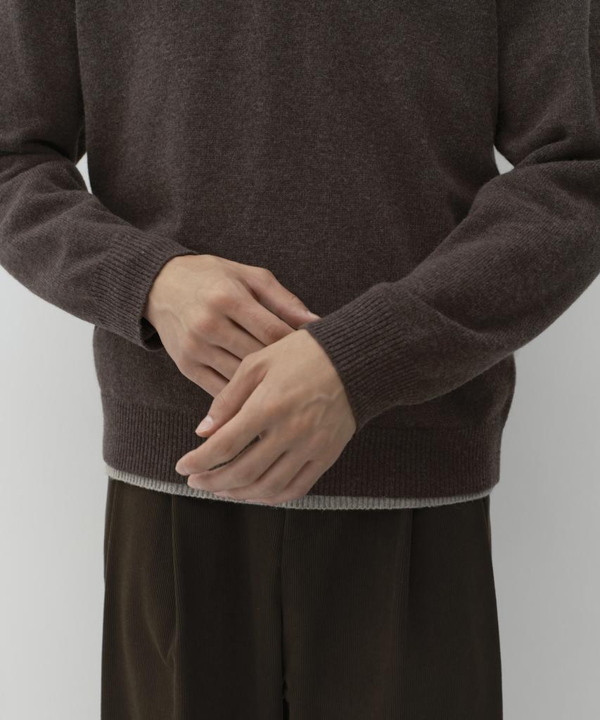 MUSINSA STANDARD [Victoria Wool] Minimal Collared Knit [Brown]