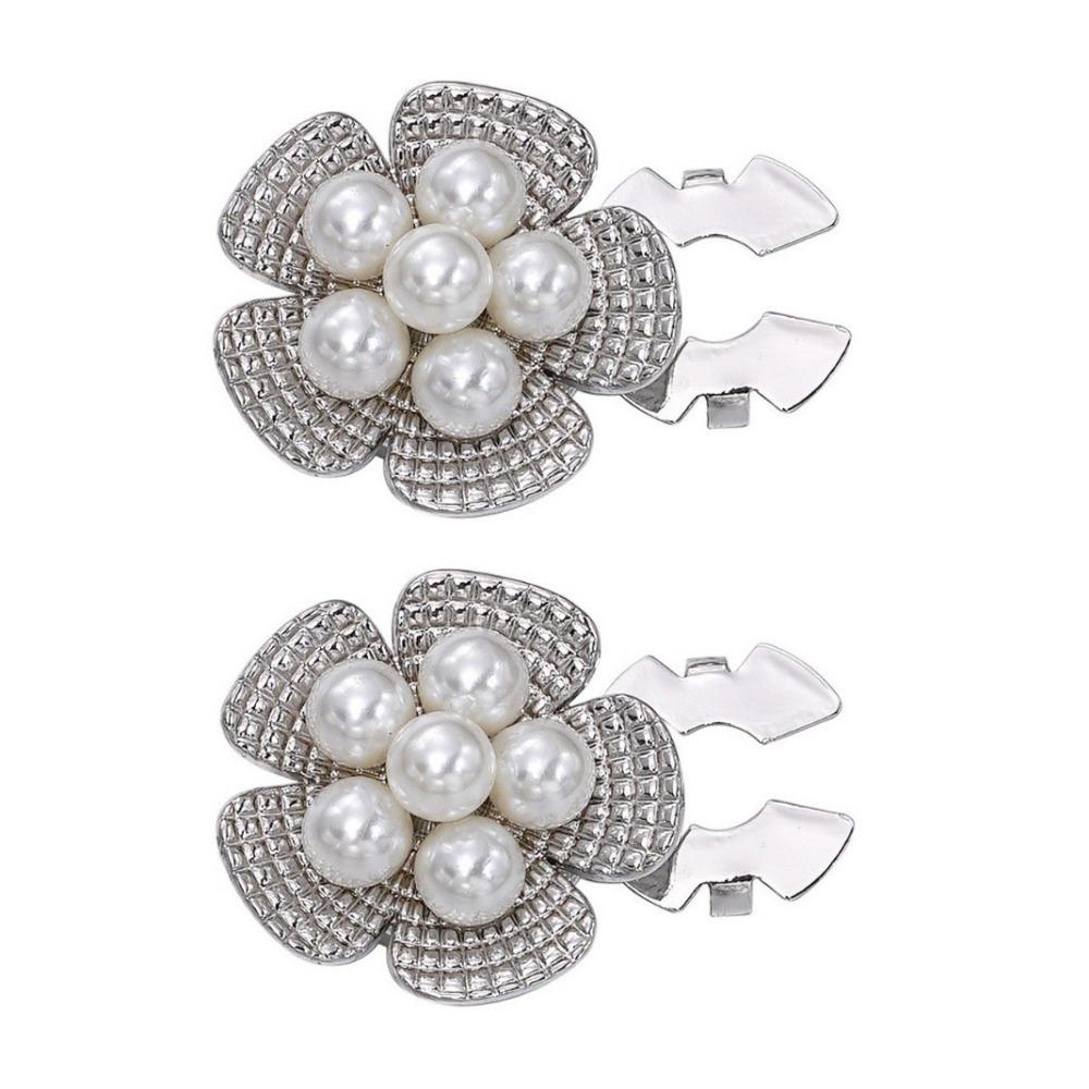 2PCS Fashion Vintage Pearl Flower Button Exquisite No-drill Decorative Button Detachable Clip Flower Cufflinks Formal Wear