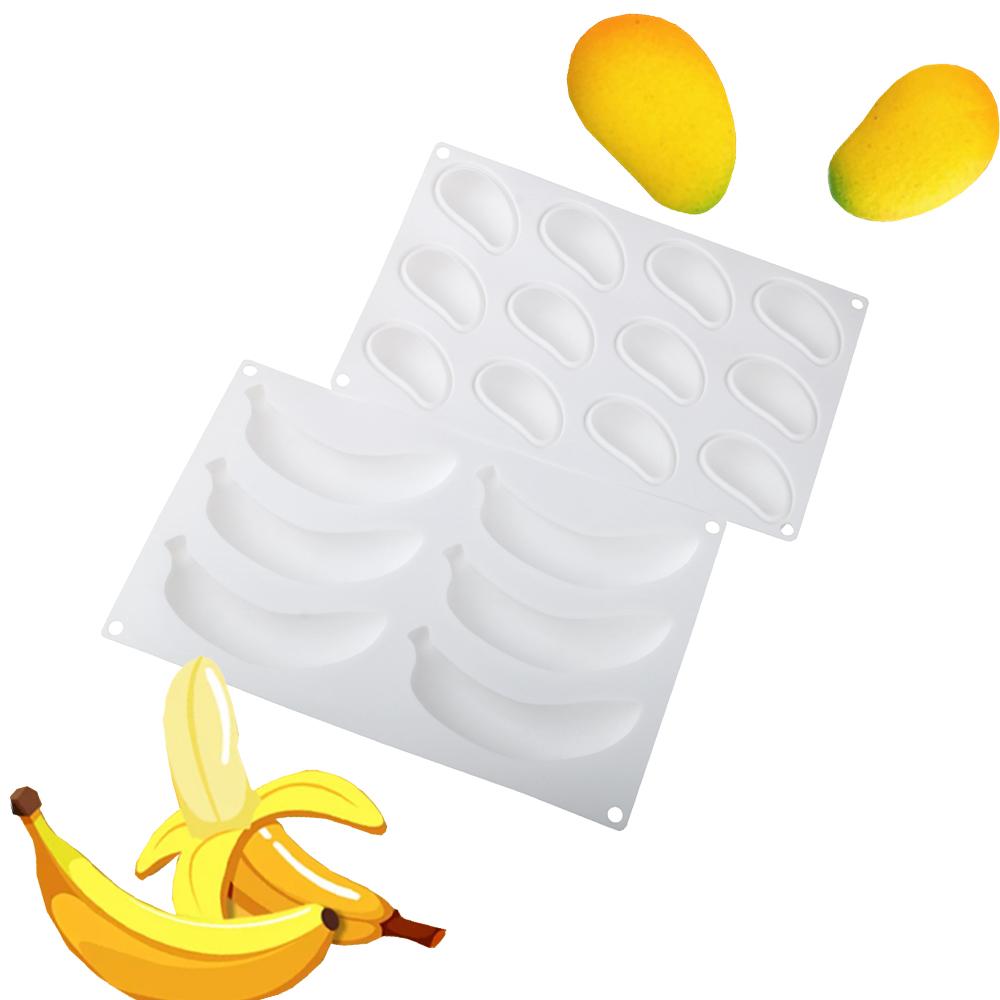 Fruit-Shaped Mousse Molds Mango and Banana Molds for Chocolates Desserts and Cake Baking