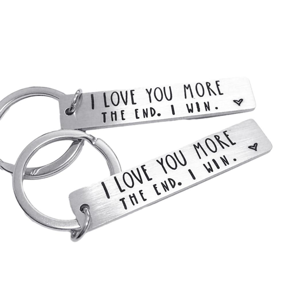 Lettering Keychain Engraved Keyrings I lOVE More The End Engraved Couple Keyring Charm for Birthday Christmas Gift