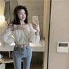 Летний новый жаккардовый топ-труба с одним плечом, рукава-буфы, открытые плечи, сексуальный, милый, короткий топ для женщин