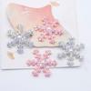 10Pcs 35mm Christmas Snowflake Rhinestone Patches Scrapbooking Pearl Applique DIY Sewing-on Decor Accessories