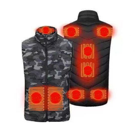 Men Heated Puffer Vest USB Electric Graphite Heating Windproof Thermal Waistcoat Winter Outdoor Activities Down Cotton Vest Coat