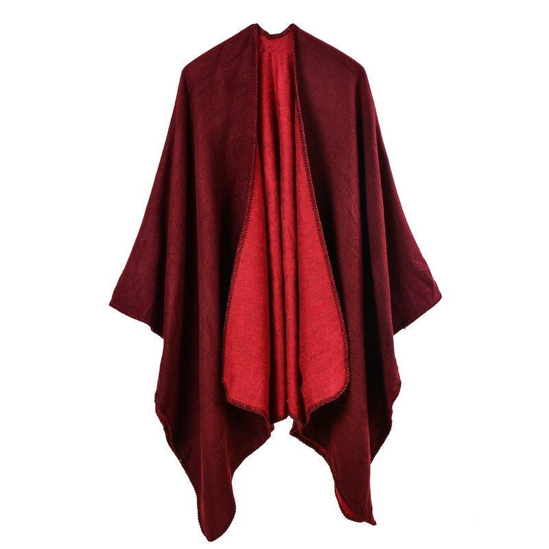 European and American Sytle Women's Solid Color Pashmina Shawl Autumn Winter Warm Cape Plain Cloak