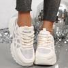 Мода Мода Кристальные Массивные Кроссовки Женские Толстая Подошва Нескользящая Вулканизированная Обувь Женская Большого Размера 43 Дышащая Платформа Спортивная Обувь