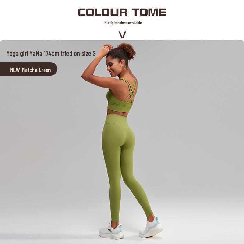 Европейский американский костюм для йоги с перекрестными спинами: Спортивный бюстгальтер для похудения и фитнес-брюки с карманами No-Line