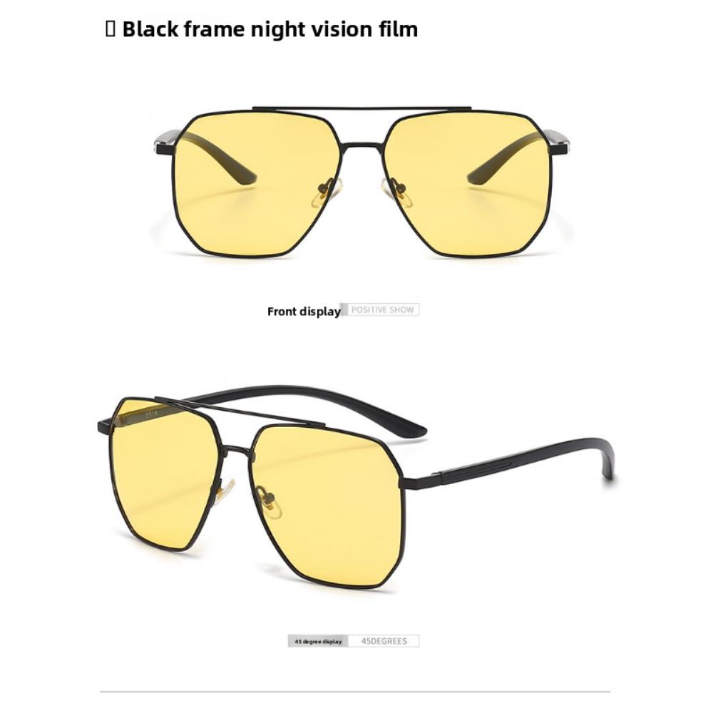 Polarized Sunglasses Men's High-end UV Protection Driving Yellow Lenses Sunglasses Anti-glare Square Fishing Glasses