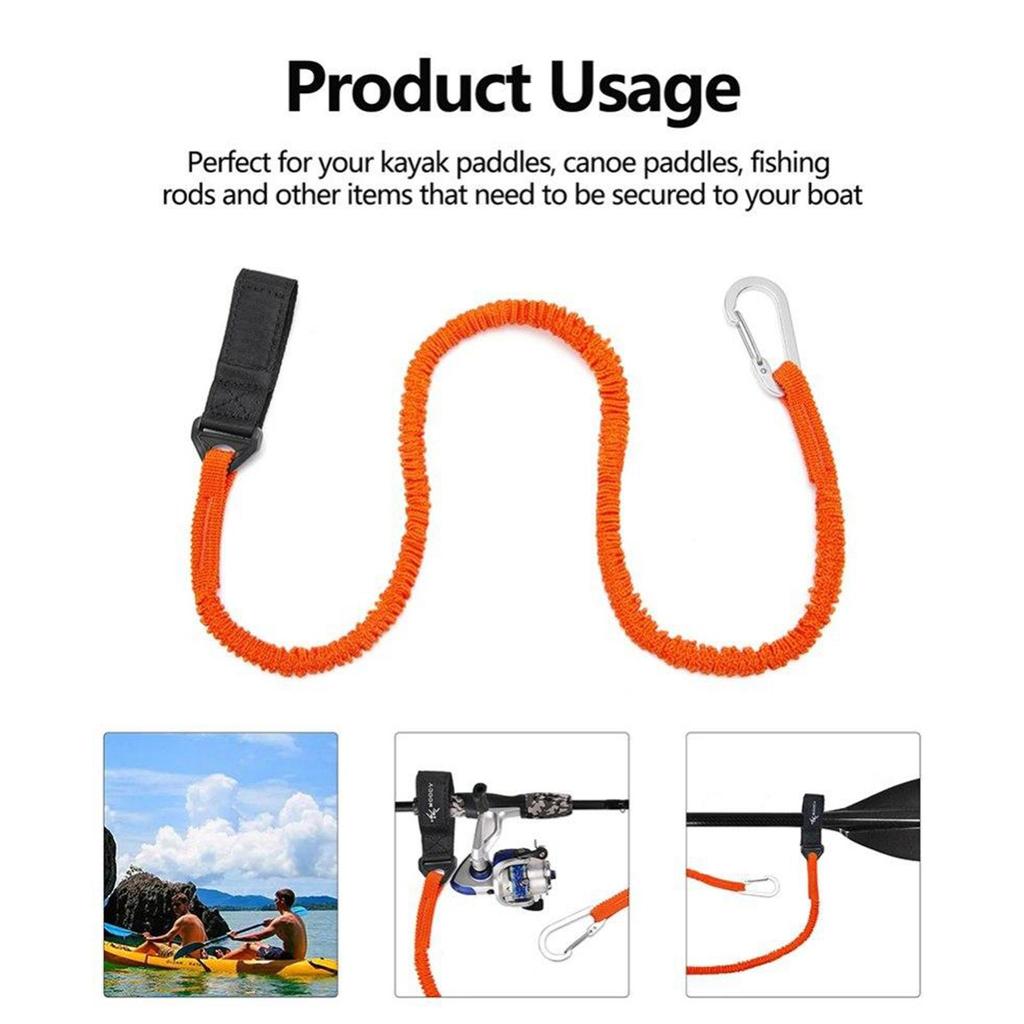 Elastic Kayak Canoe Paddle Leash, Anti-Lost Coiled Lanyards for Boat Fishing Rod Pole, Secure No Dropping, Durable for Rowing