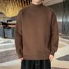 Мужской утолщенный шерстяной свитер: Свободный крой в корейском стиле, полувысокий воротник для осени/зимы