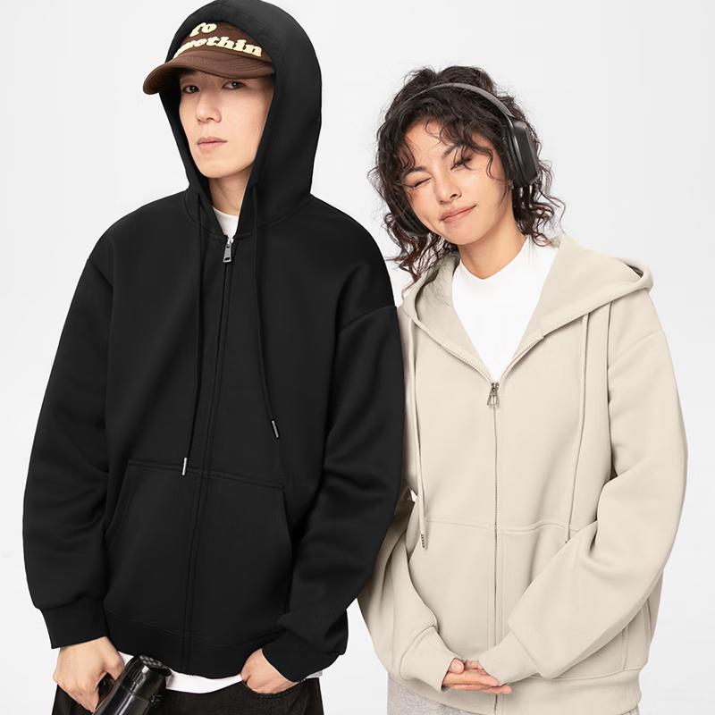 MINISO Men's Loose Fit Hooded Cardigan Sweatshirt