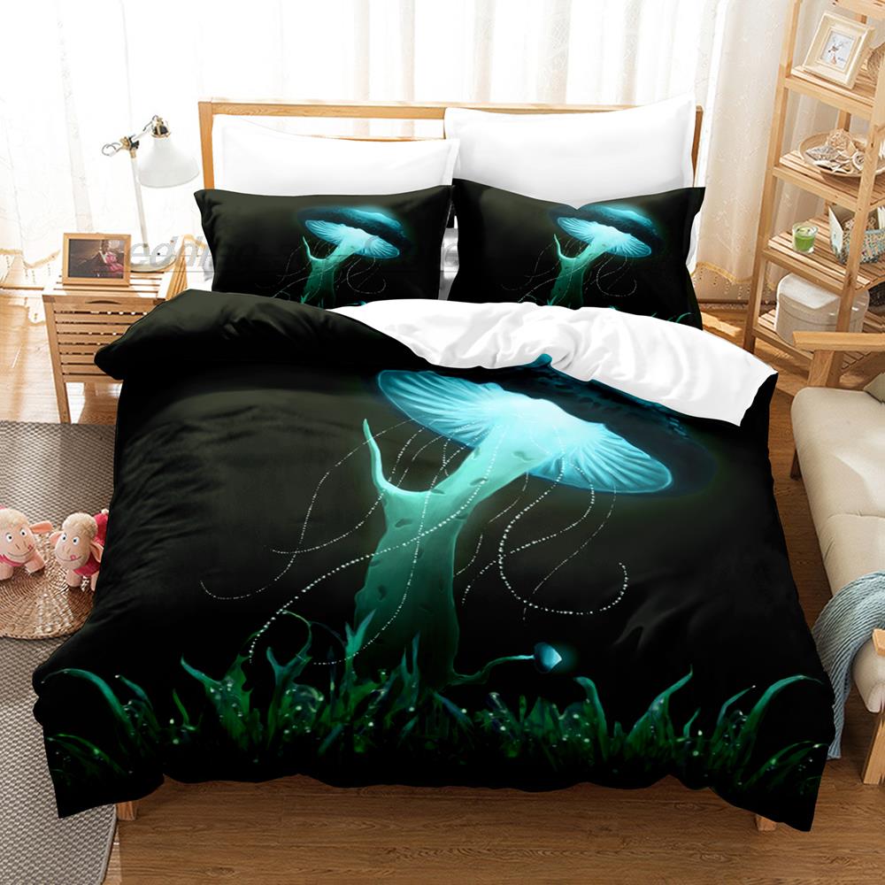 Радужная Звезда Грибной Постельный Комплект Односпальный Полуторный Двуспальный Кинг-сайз Комплект Постельного Белья Взрослый Детский Спальня 3D Принт Аниме комплект простыней