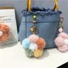 Cherry Blossom Hair Ball Car Keychain Small Fresh Color Plush Flower Mobile Phone Pendant Flower Bag Pendant Gift