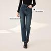 Xiangying Women's Retro Denim High-Waist Straight Jeans