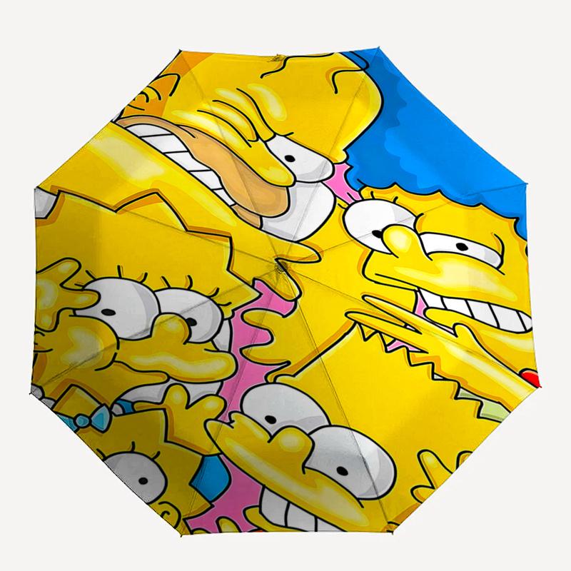The Simpsons Family Collage Automatic Opening Folding Umbrella 8 Bone Iron Frame,Suitable for Fans,Travel,Daily Use,and Gift Giving010