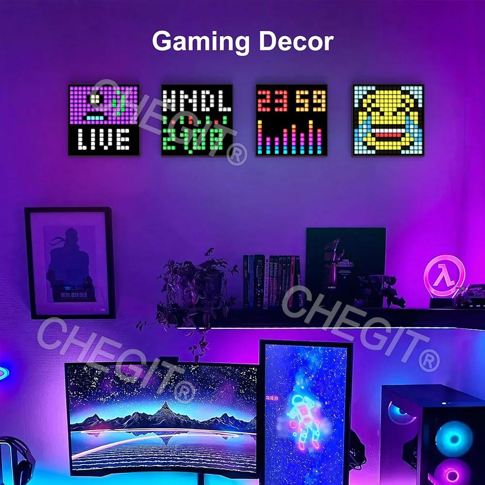 Управление через приложение Bluetooth LED пиксельная панель 64x64 RGB программируемый дисплей пиксельной графики креативные анимации цифровые часы для стола комнаты