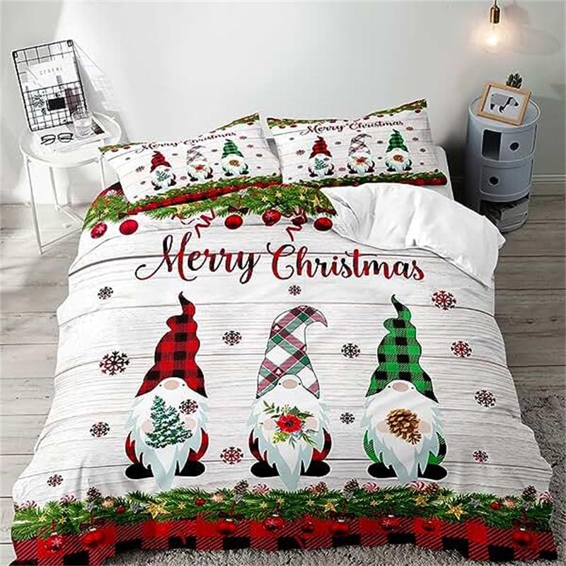 Christmas Duvet Cover Gold Reindeer Bedding Set Boys Girls Room Decor Blue Christmas Tree Comforter Cover Western New Theme