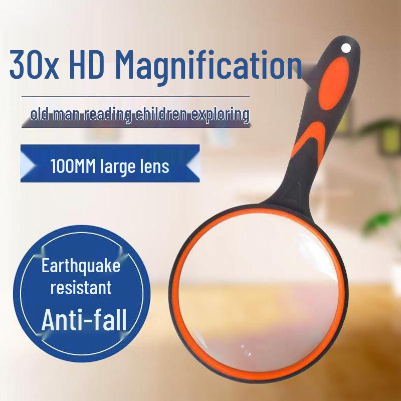 10x HD Ударопрочная ручная лупа с белой резиновой ручкой для чтения