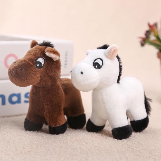 Cute Cartoon Plush Horse Doll Keychain Miniature Stuffed Animal Keyring Bag Pendant Stress Relief