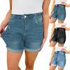 High Waist Elastic Waist Mid Length Shorts-Casual High Waisted Denim Shorts,Stretch Jean Shorts With Adorable Double Pockets