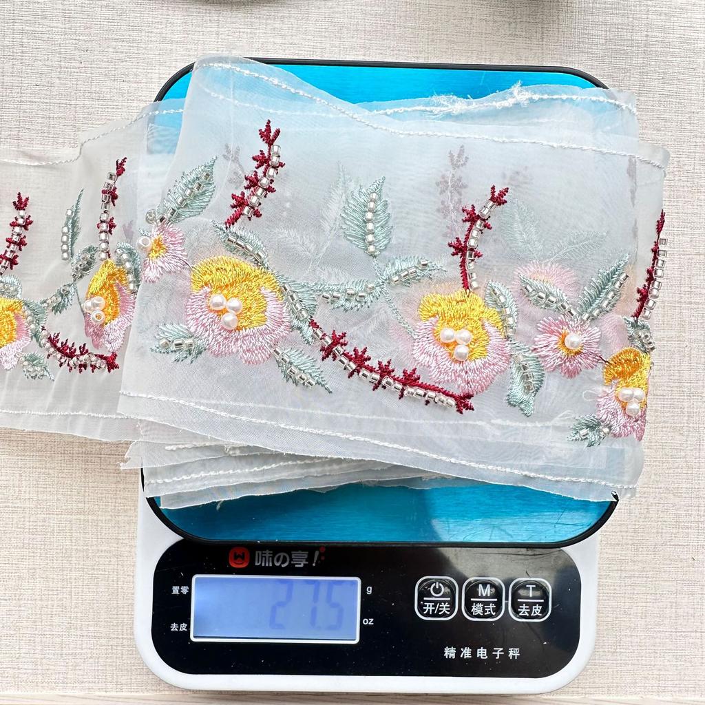 Национальный стиль Цветная вышивка Кружево Этнический стиль Ханьфу Старинный костюм Юбка-лошадь Одежда Занавеска Вышивка Украшение Штрих-код