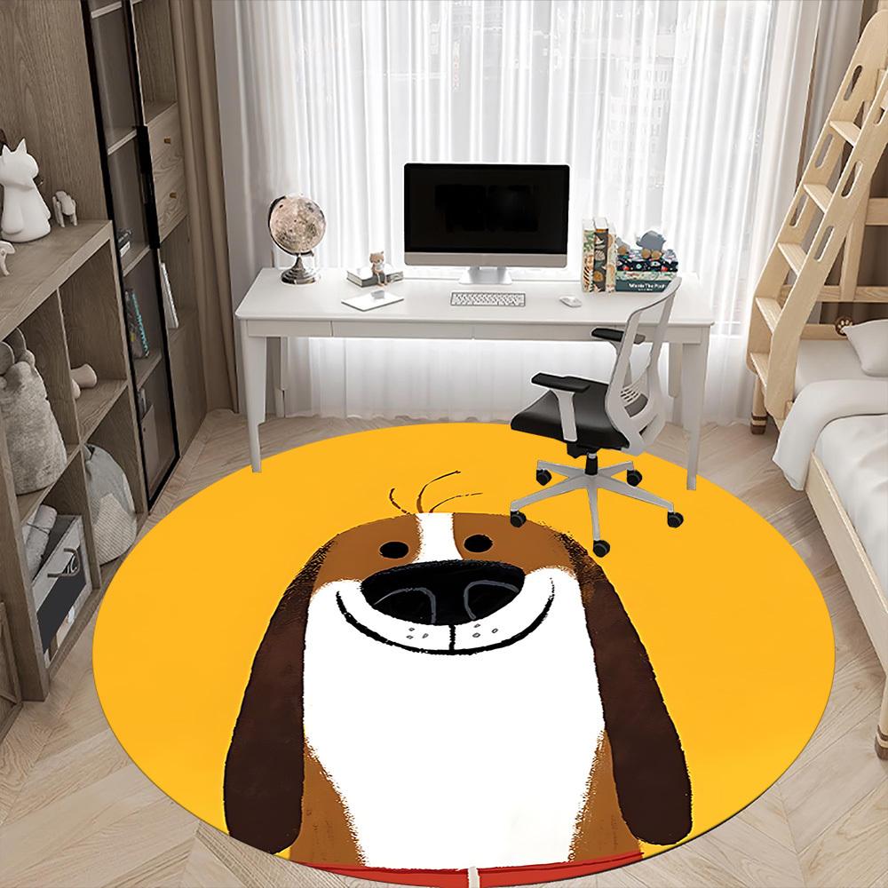 1PC Puppy Pet Office Round Area Rug,  Mat Suitable ForOffice, Under Office Chairs Bedroom Living Room Home Decor, Room Deco