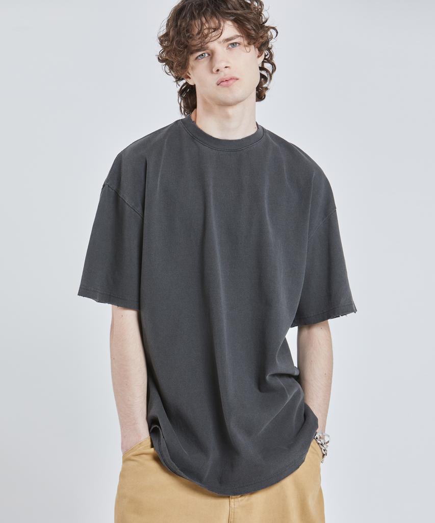 VTWO Heavy Cotton Pigment Damaged Washed T-Shirt (Charcoal)