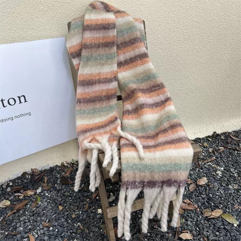 New mohair scarf women's autumn and winter high-end sense versatile Maillard imitation cashmere warm shawl