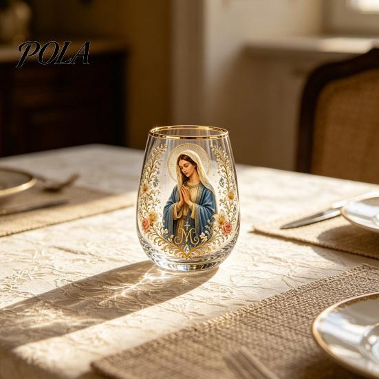 Высококачественная стеклянная посуда Кружка Faith, Прозрачная кружка без свинца, с религиозной тематикой, Позолоченные края, Стильная, Детализированная, Христианская