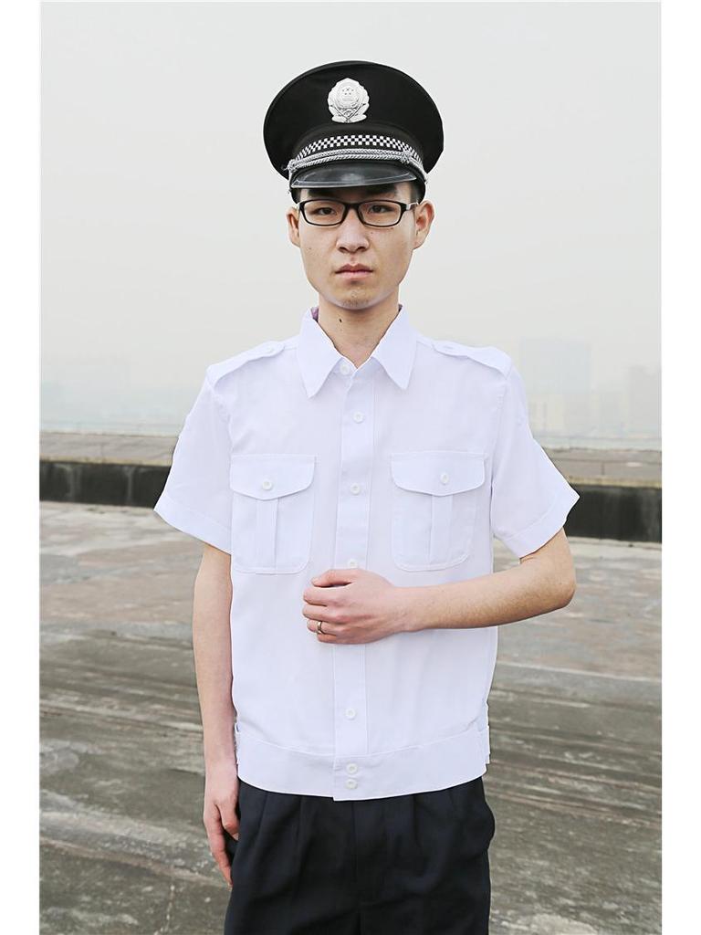 Summer Short-Sleeve White Security Uniform Shirt for Community Gatekeepers and Hotel Staff