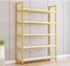 Steel and Wood Multi-Layer Display Rack for Shelving Shoe Bags, Cosmetics, and More in Convenience Stores or Supermarkets.
