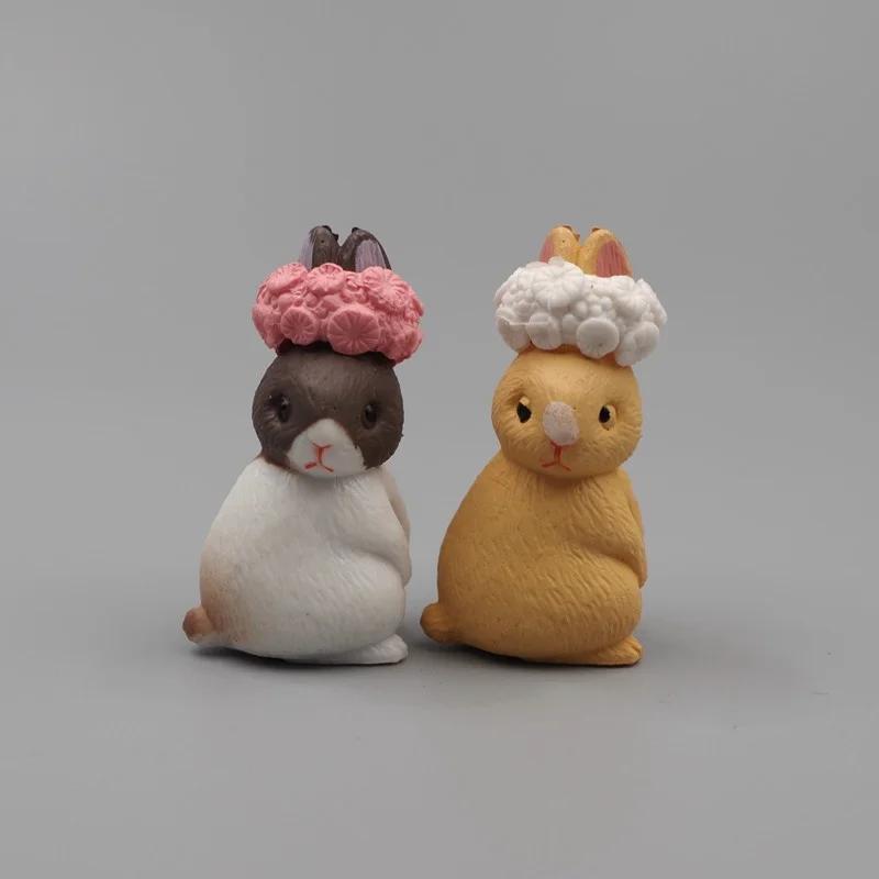 12 шт. Украшения для стола Поделки Милый Мини Кролик Миниатюрный Заяц Фигурка Животного Мини Кролик Садовое Украшение Микро Ландшафтная Поделка