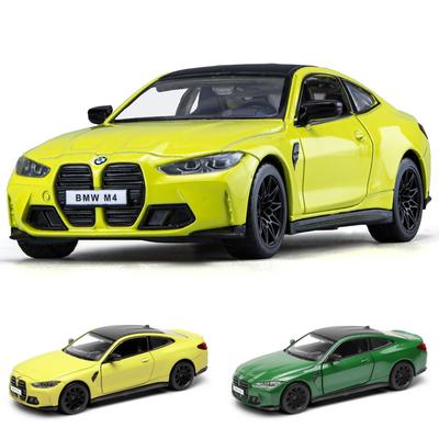 Модель игрушечной машины BMW M4 G82 в масштабе 1/32, литой металлический сплав, миниатюра со звуком и светом, открывающиеся двери, коллекционный подарок для детей, мальчика, ребенка