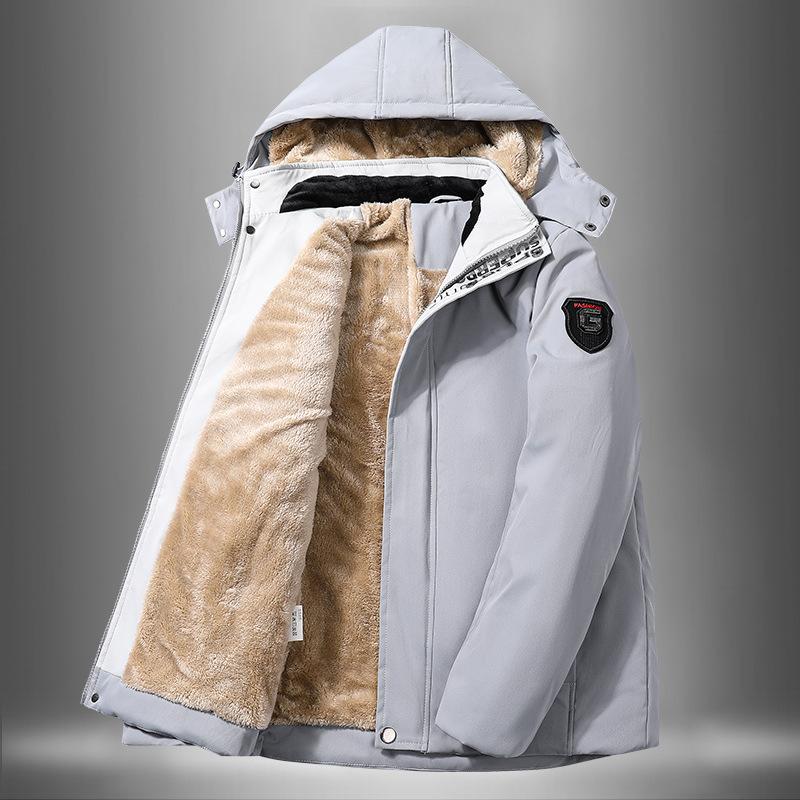 Новая зимняя мужская бархатная куртка большого размера, свободное пальто с капюшоном и подкладкой больших размеров