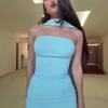 2025 Summer European & American Strapless Slim Cowl Neck Dress