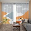 Nordic Ins Style Orange Cat High Shading Curtain Girls Bedroom Living Room Kitchen Simple Shading Thick Curtains Blackout Drap