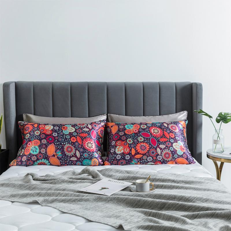 1 шт. Длинная наволочка для постельного белья, атласная наволочка для тела, наволочка с цветочным принтом, размер King Queen