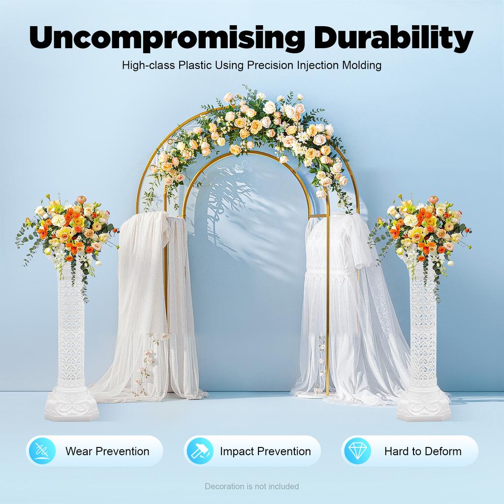 2 шт. Белые римские колонны Европейский стиль Свадебная арка Колонна для вечеринки Садовый декор Центральный элемент Узор в виде сердца