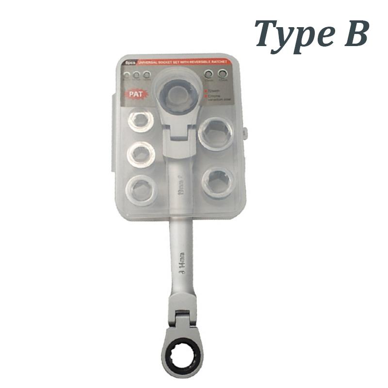 6 в 1 многофункциональный динамометрический ключ с двойной головкой и реверсивным храповым механизмом, набор гаечных ключей, складной гаечный ключ с трещоткой из хром-ванадиевой стали