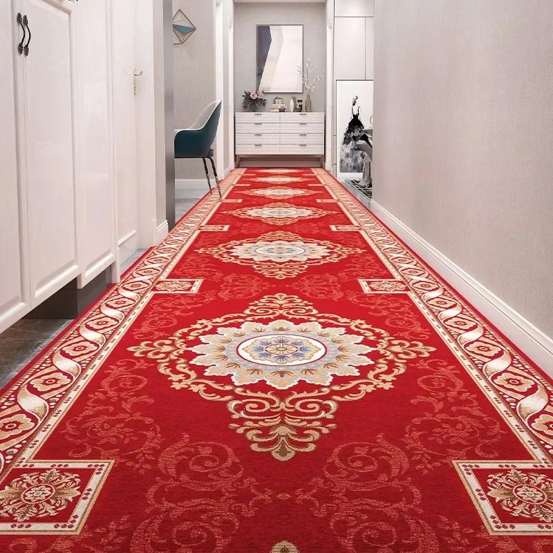 Длинные ковры для прихожей на заказ, европейская лестница, ковер для коридора, свадебный ковер для отеля, коврики, дорожки, цветочный нескользящий пол