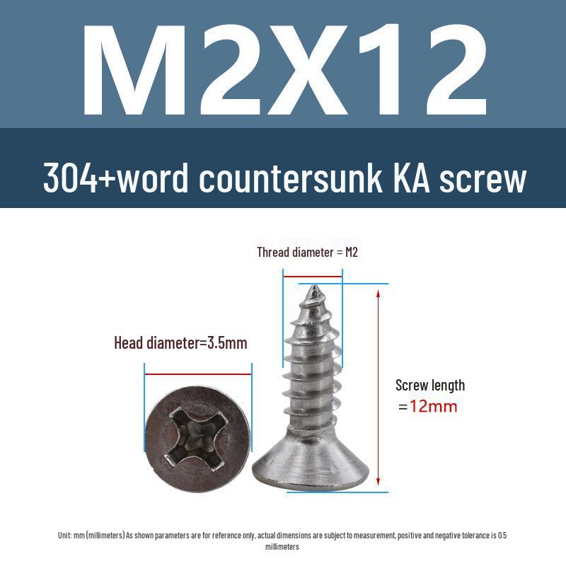 Yigu 304 Stainless Steel Phillips Flat Head Self-Tapping Screws M1-M2.5