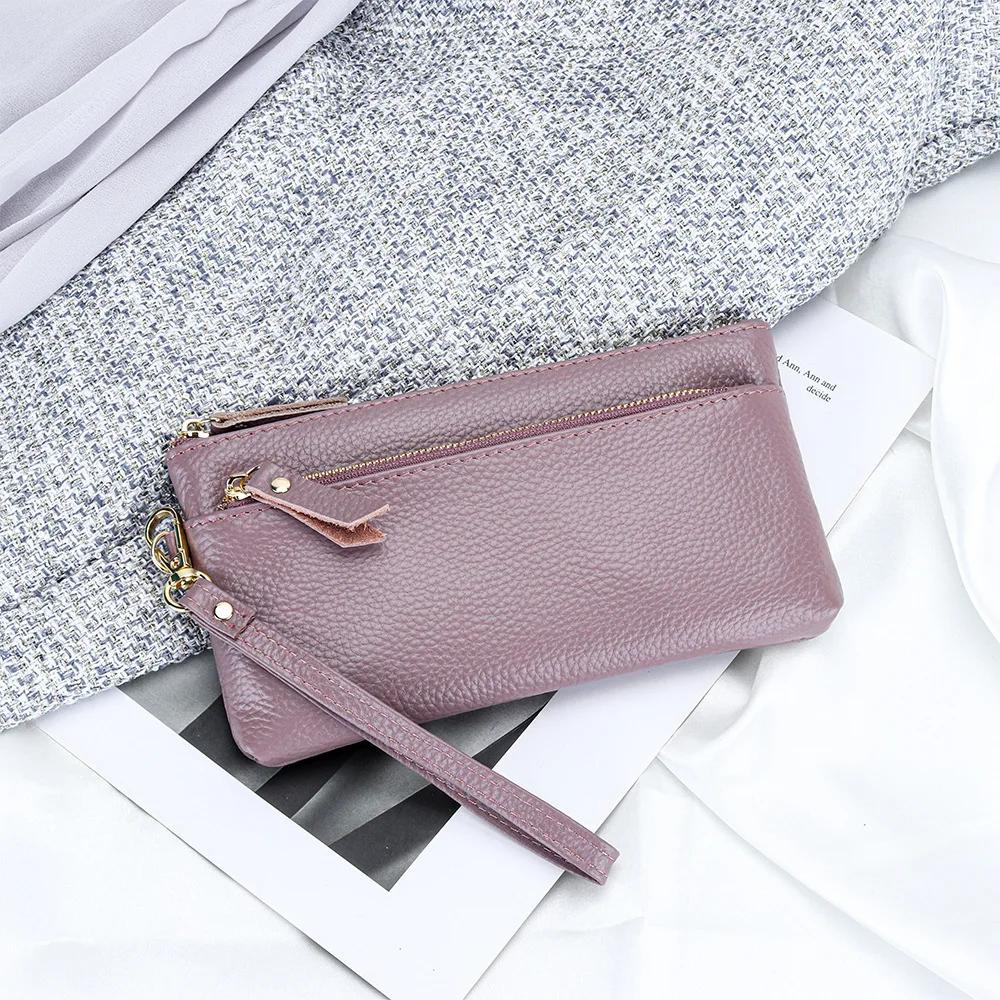 Womens Leather Clutch Bag Portable Storage Bag Casual Purse with Zipper Wristlet Wallets for Women Large Capacity Cell Phone Bag