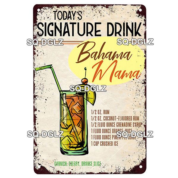 SQDGLZDrink Specials Metal Sign Vintage Plaque Plate Wall Decor For Pub Bar Cocktail Recipes Tin Sign Whiskey Menu Poster