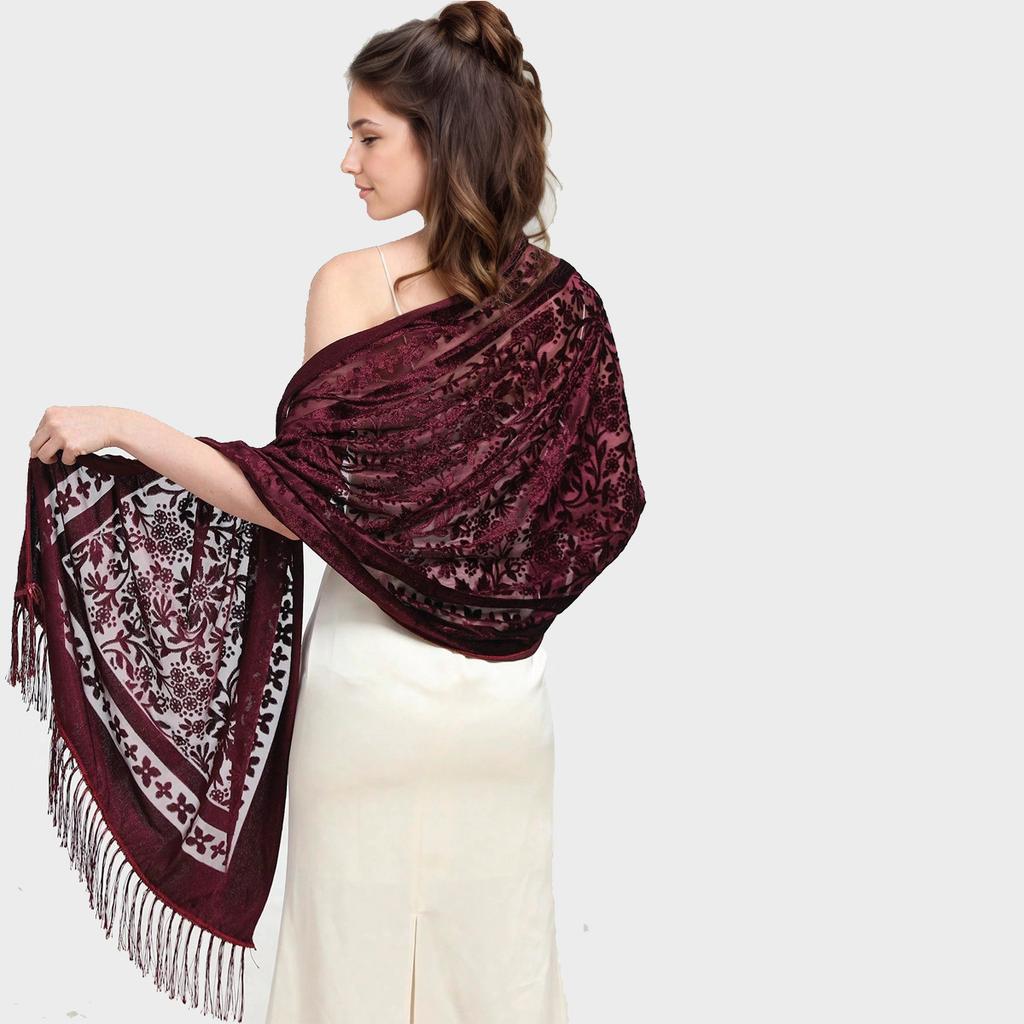 New Boho Velvet Shawl Ethnic Dinner Dress Shawl Multifunctional Scarf Head-wrap