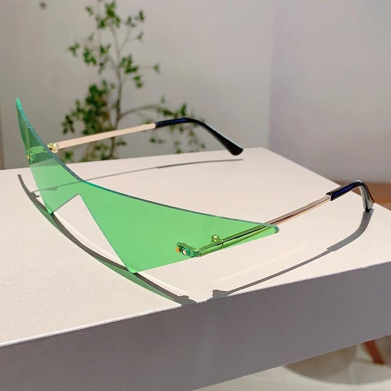 Солнцезащитные очки треугольной формы без оправы для мужчин, новая модная хип-хоп модель, однотонные уличные очки, женские трендовые дизайнерские очки для рейва